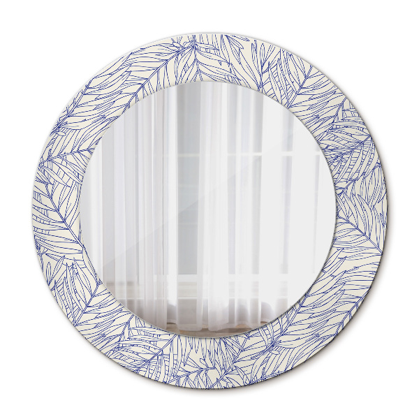 Round printed mirror Tropical palm countur