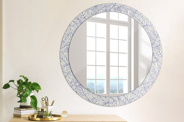 Round printed mirror Tropical palm countur