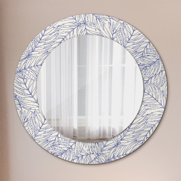 Round printed mirror Tropical palm countur