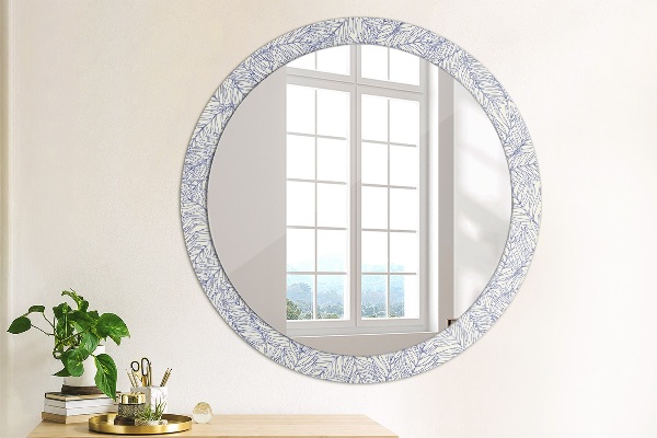 Round printed mirror Tropical palm countur