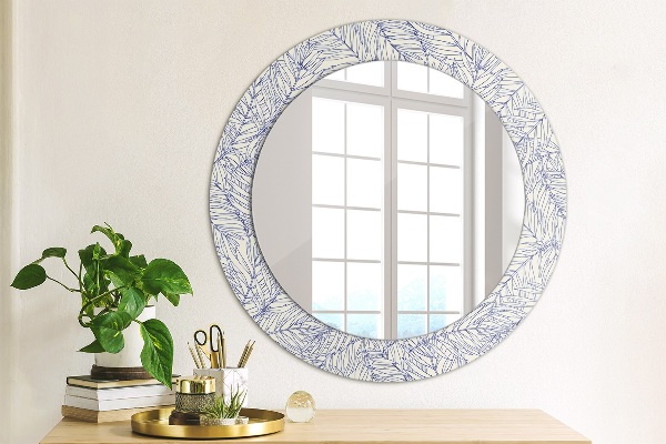 Round printed mirror Tropical palm countur