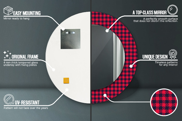 Round printed mirror Red grille