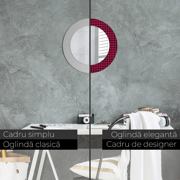 Round printed mirror Red grille