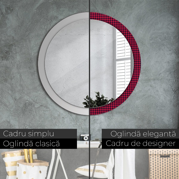 Round printed mirror Red grille
