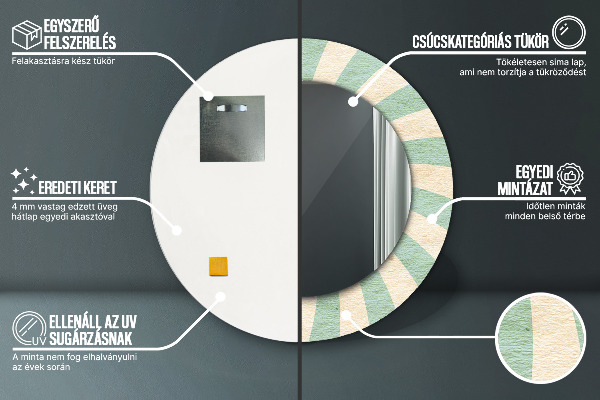 Round printed mirror Retro pastel pattern