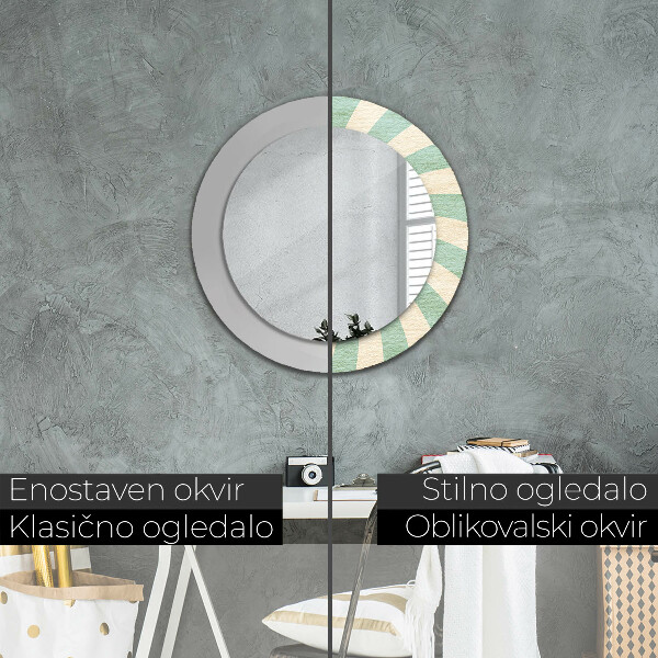 Round printed mirror Retro pastel pattern