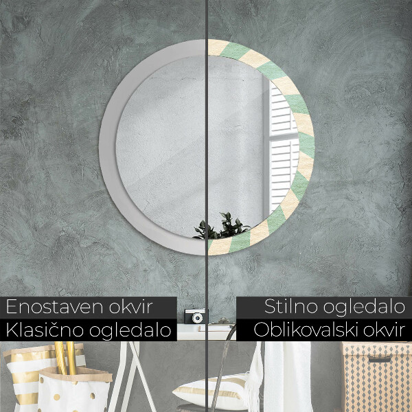 Round printed mirror Retro pastel pattern