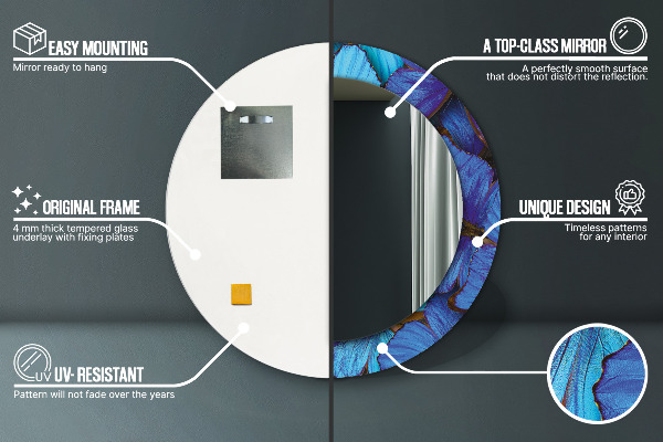 Round wall mirror decor Blue and green butterfly