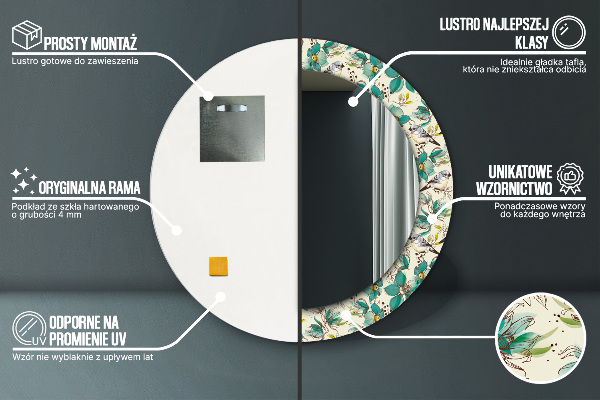 Circle decorative mirror Flowers and birds