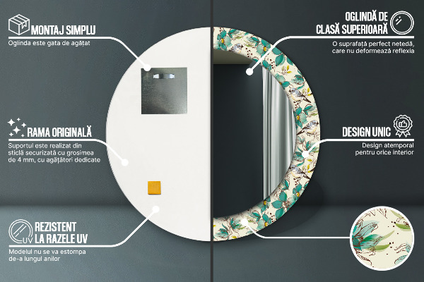 Circle decorative mirror Flowers and birds