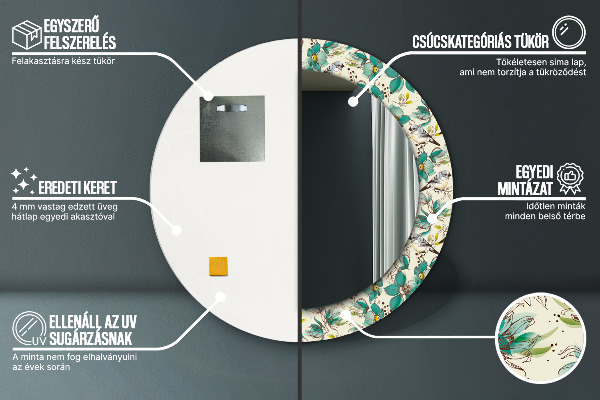 Circle decorative mirror Flowers and birds