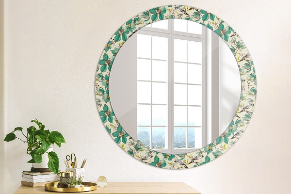 Circle decorative mirror Flowers and birds