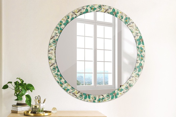 Circle decorative mirror Flowers and birds