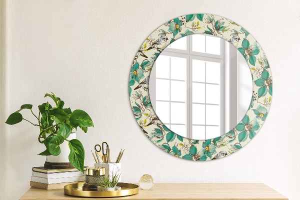 Circle decorative mirror Flowers and birds