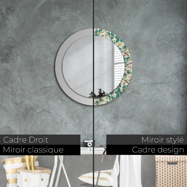 Circle decorative mirror Flowers and birds