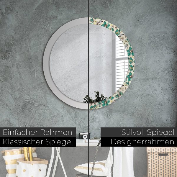 Circle decorative mirror Flowers and birds