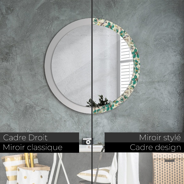Circle decorative mirror Flowers and birds