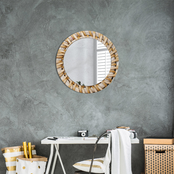 Circle decorative mirror Natural braid