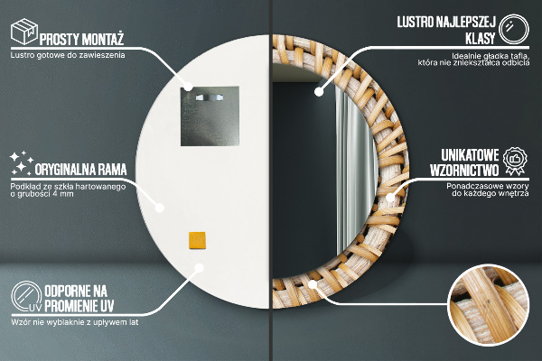 Circle decorative mirror Natural braid