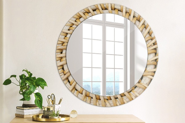 Circle decorative mirror Natural braid
