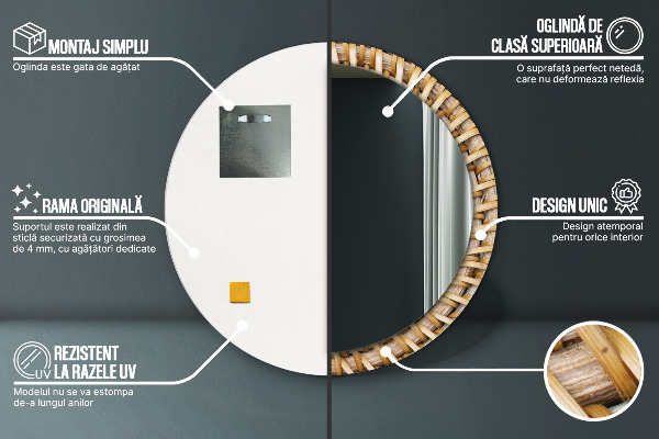 Circle decorative mirror Natural braid