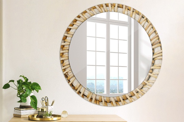 Circle decorative mirror Natural braid
