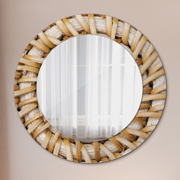 Circle decorative mirror Natural braid