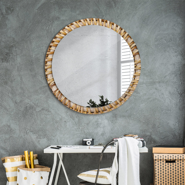 Circle decorative mirror Natural braid
