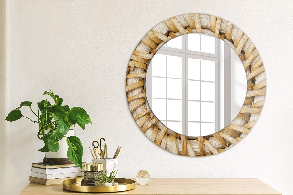 Circle decorative mirror Natural braid