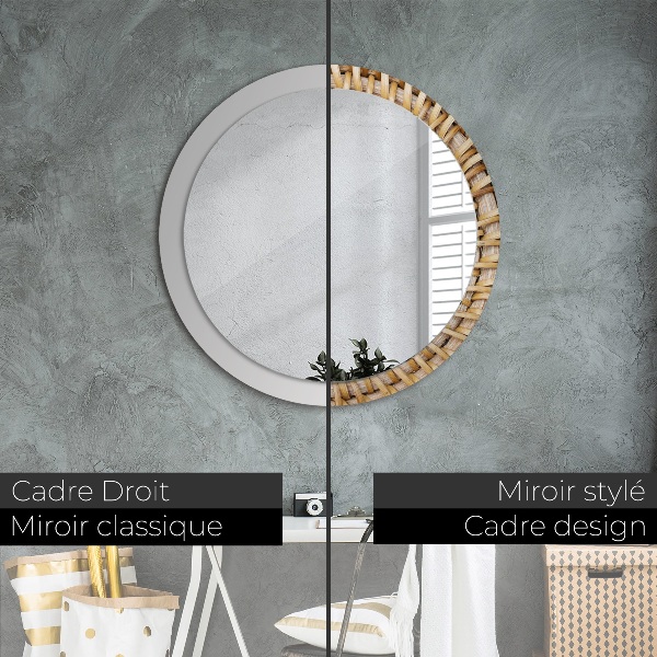Circle decorative mirror Natural braid