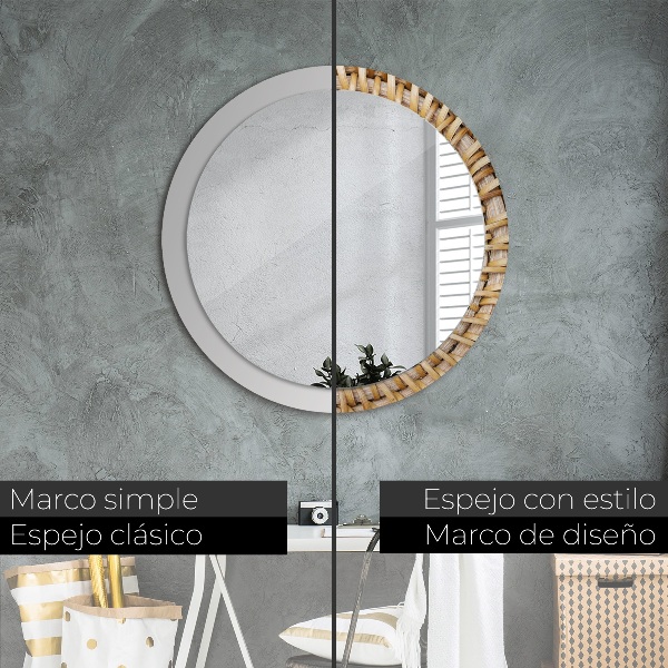 Circle decorative mirror Natural braid