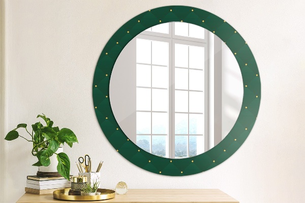 Round mirror frame with print Green luxury template