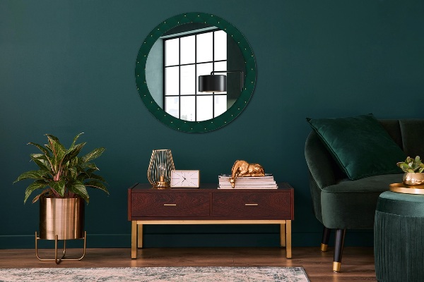 Round mirror frame with print Green luxury template
