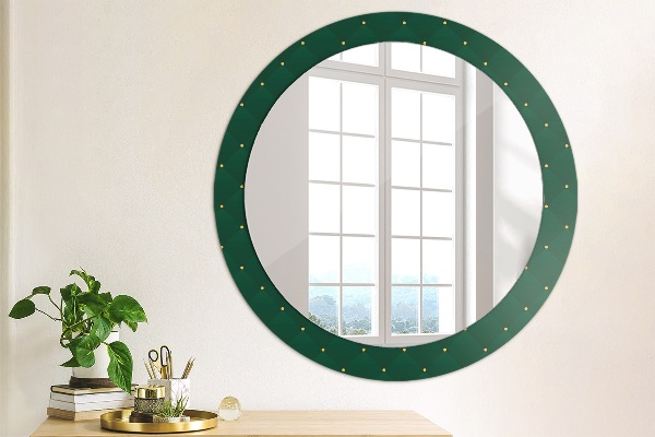 Round mirror frame with print Green luxury template