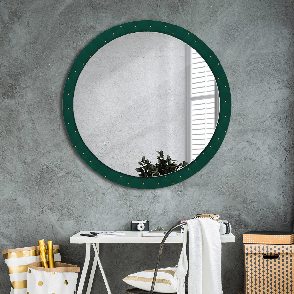 Round mirror frame with print Green luxury template