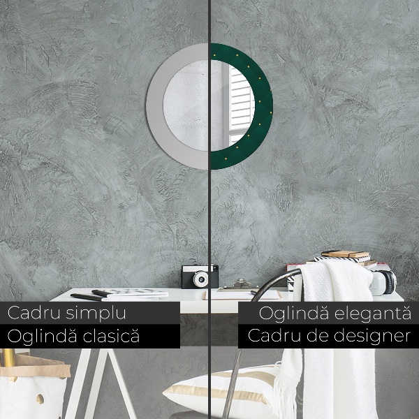 Round mirror frame with print Green luxury template