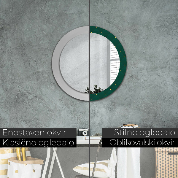 Round mirror frame with print Green luxury template