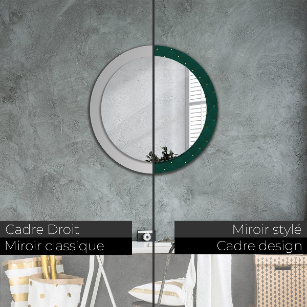 Round mirror frame with print Green luxury template