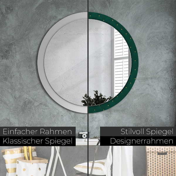 Round mirror frame with print Green luxury template