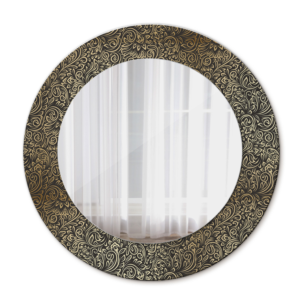 Round wall mirror design Golden ornaments