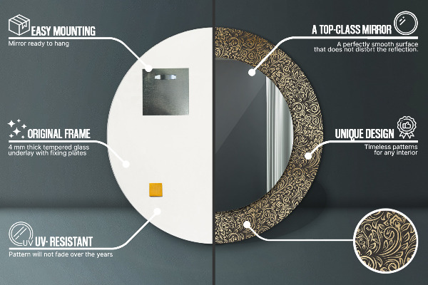 Round wall mirror design Golden ornaments