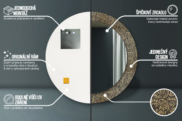 Round wall mirror design Golden ornaments