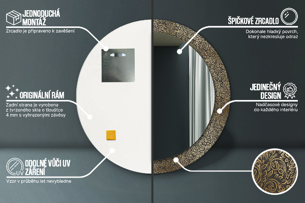 Round wall mirror design Golden ornaments