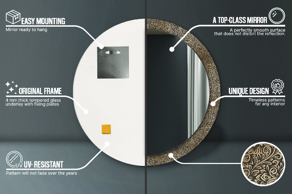 Round wall mirror design Golden ornaments