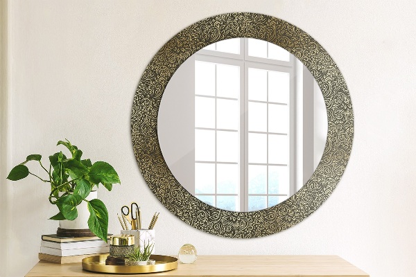 Round wall mirror design Golden ornaments