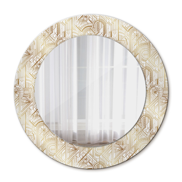 Round mirror frame with print Art deco composition