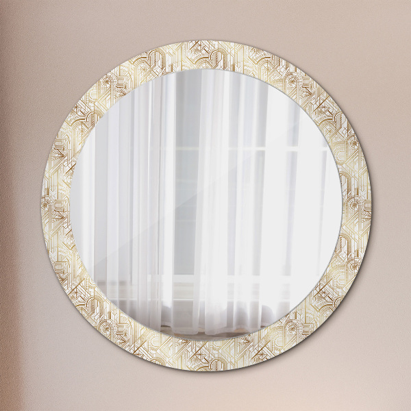 Round mirror frame with print Art deco composition