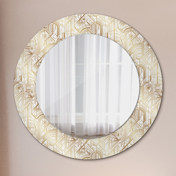 Round mirror frame with print Art deco composition