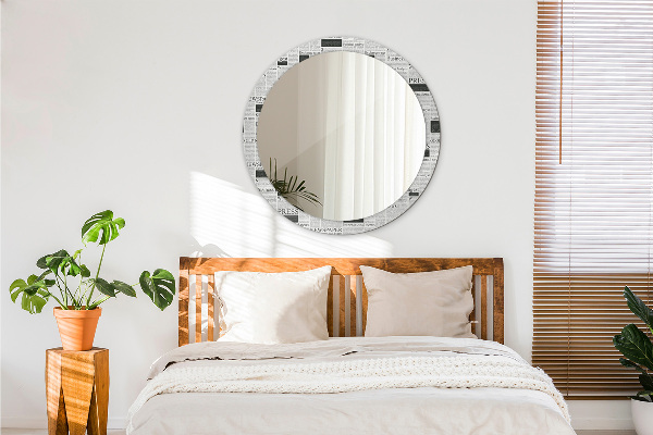 Round wall mirror decor Pattern from newspapers