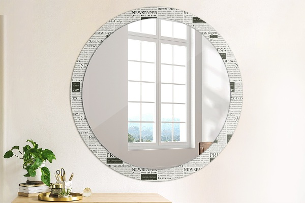 Round wall mirror decor Pattern from newspapers